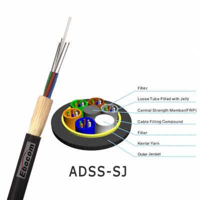 فروش جهانی گرم ADSS فیبر نوری کابل بیرونی g652d 16 هسته هیلوز تک حالت پهن 200 Aramid نخ تک ژاکت PE