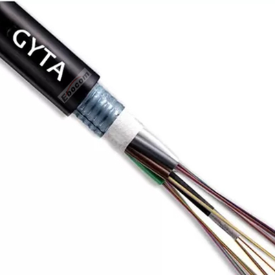 GYTA 12 Core Outdoor Armored Fiber Optic Cable G652D Single Mode Loose Tube Stranded Aluminum Tape زره دار PE Jacket مناسب برای شبکه های ستون فقرات دور