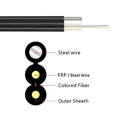 کابل افت بیرونی FTTH GJYXFCH 2 هسته G657A1 با سیم فولادی